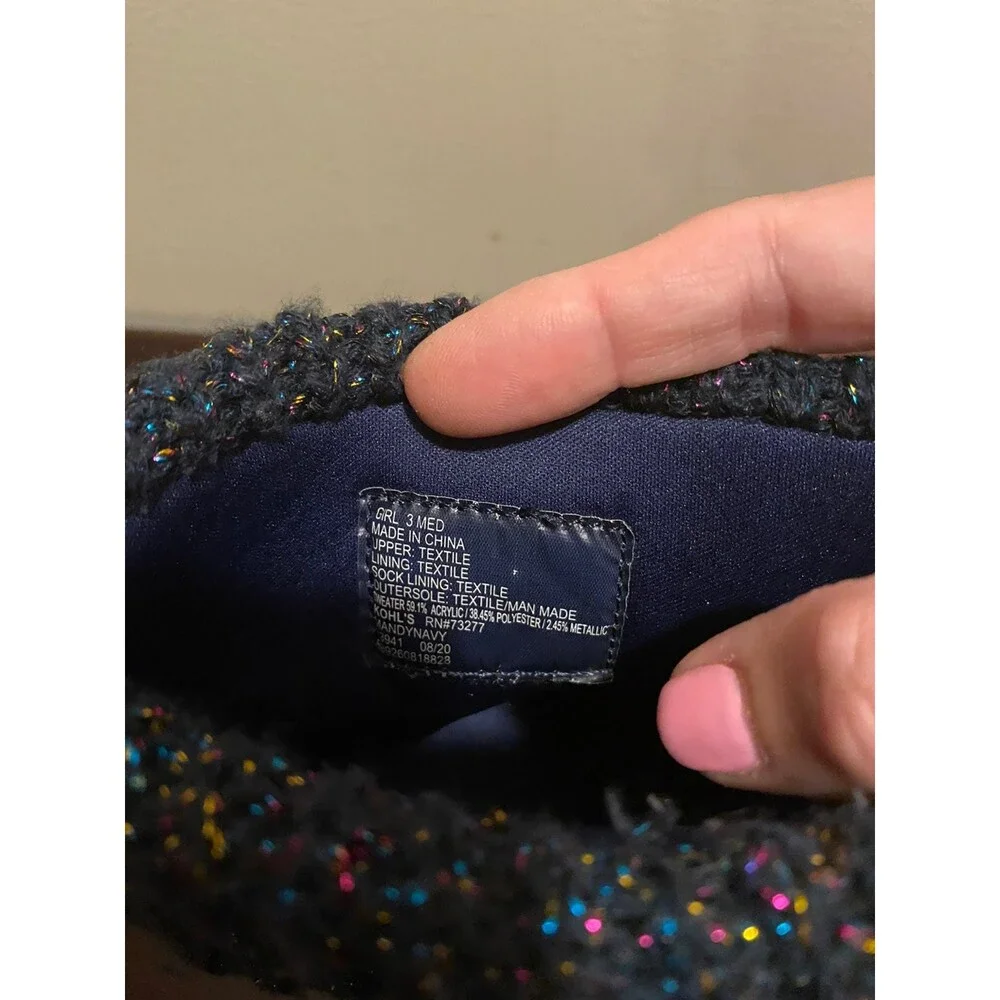 Navy blue boots rainbow threading